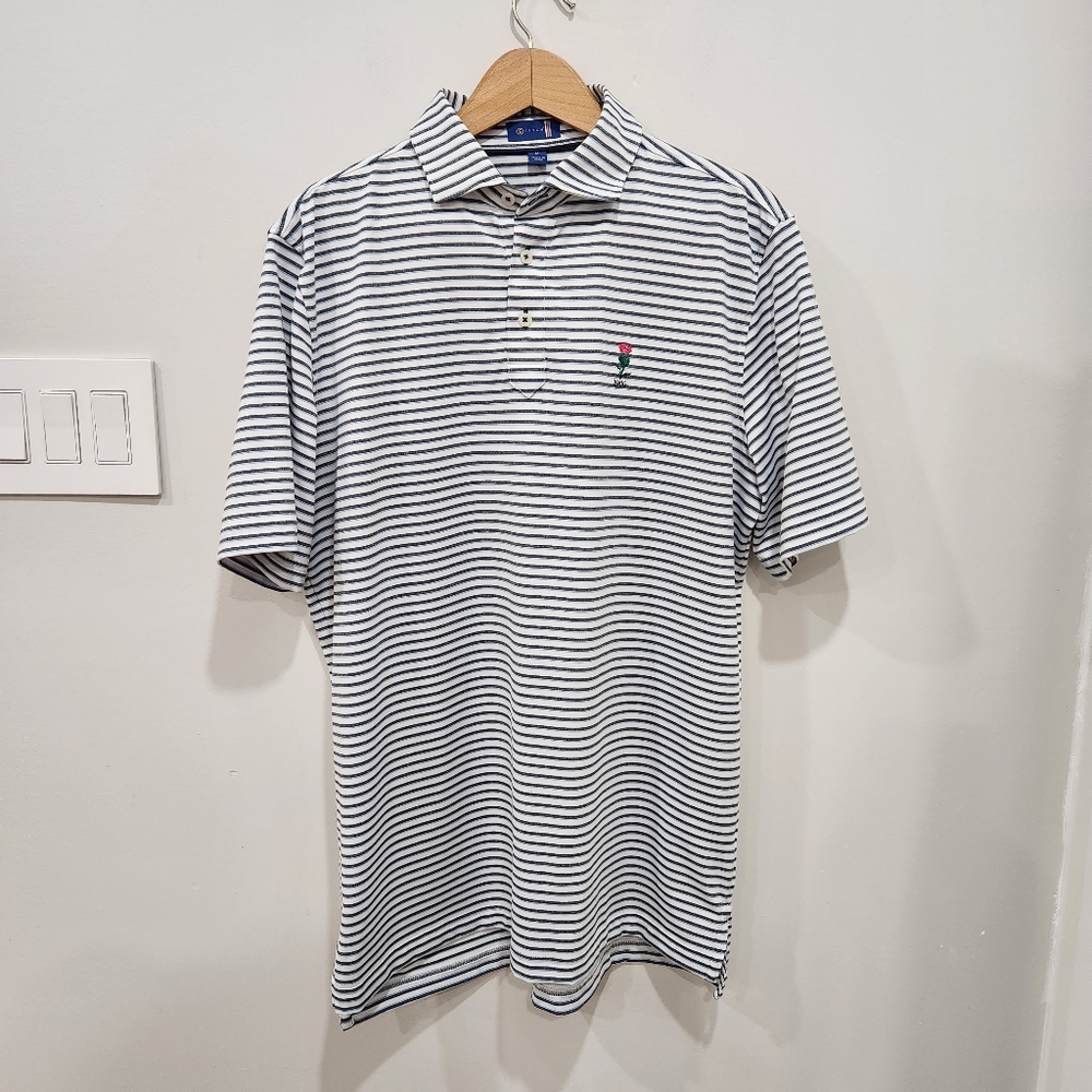 Stitch Golf Polo Shirt Mens Medium Blue Striped Short Sleeve Performance